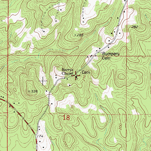 Topographic Map of Berry's Chapel African Methodist Episcopal Zion Church, AL