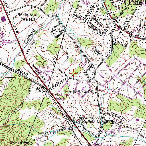 Topographic Map of Plymouth Park, TN