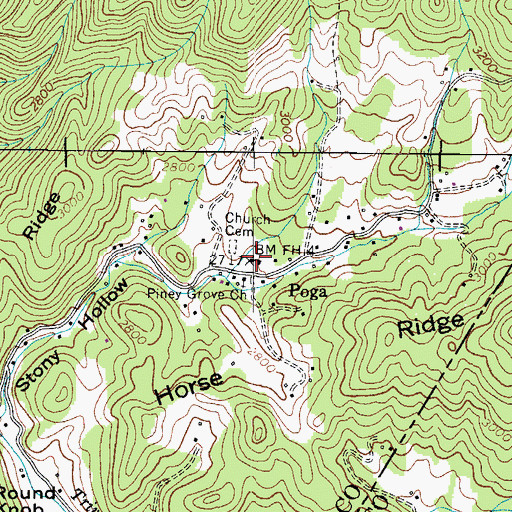 Topographic Map of Poga School (historical), TN