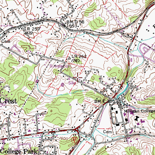 Topographic Map of Sunset, TN