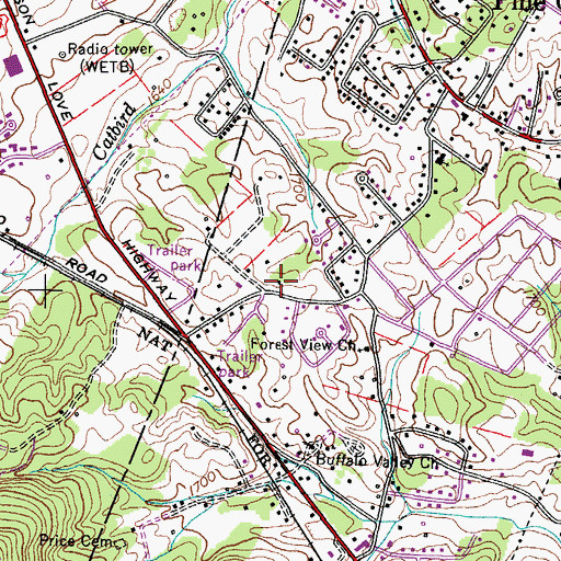 Topographic Map of Zion Church (historical), TN