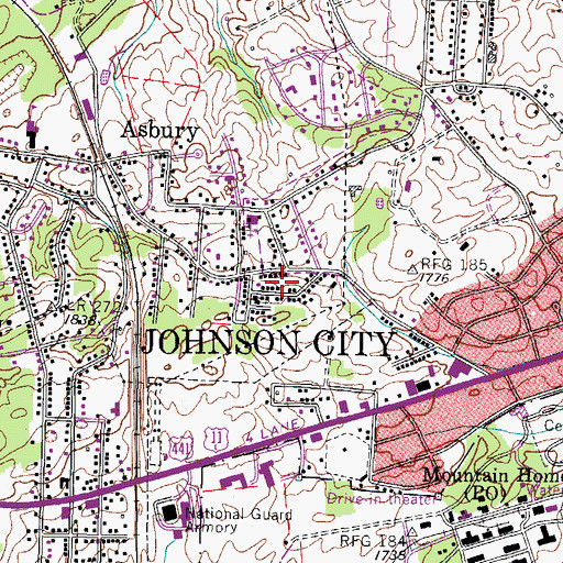 Topographic Map of Arbor Heights, TN