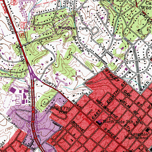 Topographic Map of Bel Air Two, TN