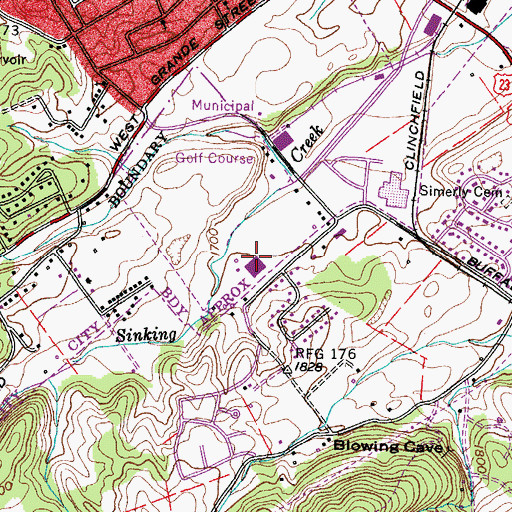 Topographic Map of Bristol College Johnson City Center, TN