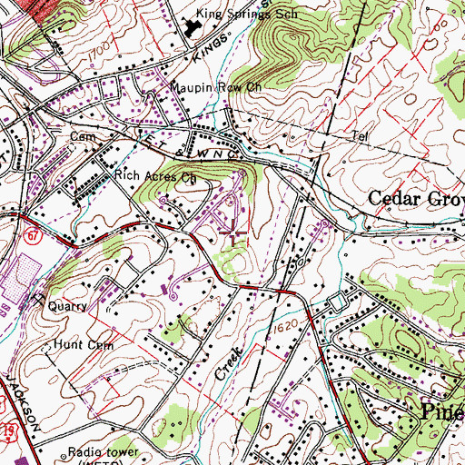 Topographic Map of Breezy Hills, TN
