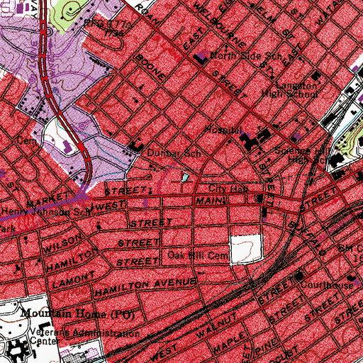 Topographic Map of Carver Park, TN