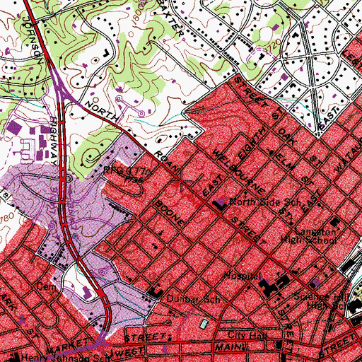 Topographic Map of Central Shopping Center, TN