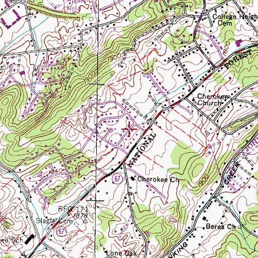 Topographic Map of Cherokee Hills, TN