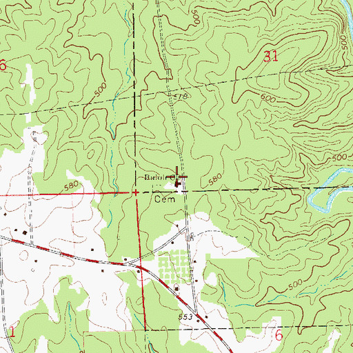 Topographic Map of Buloh Church, AL