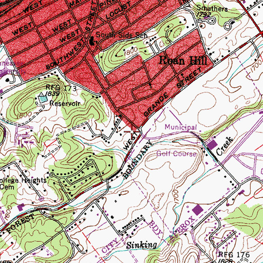 Topographic Map of Johnson City Fire Department Station 2, TN