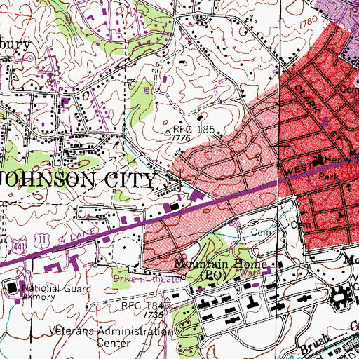 Topographic Map of Clark Manor, TN