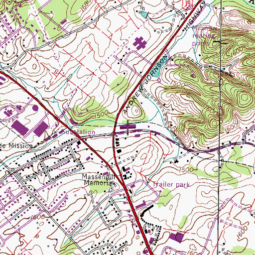 Topographic Map of Creekside Shopping Center, TN