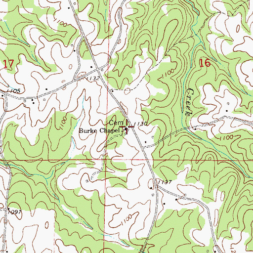 Topographic Map of Burke Chapel, AL