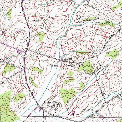 Topographic Map of Dove (historical), TN