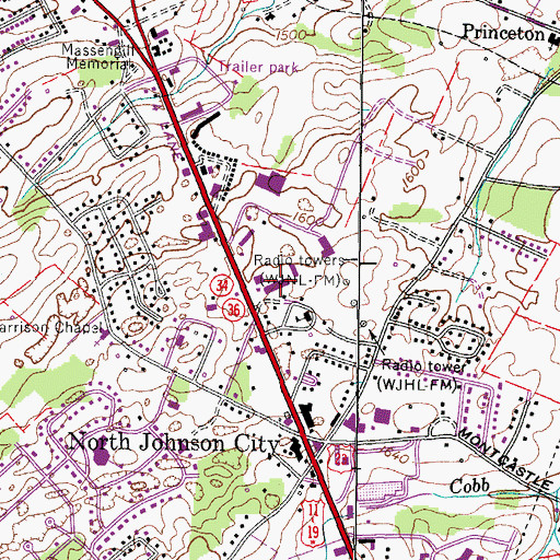 Topographic Map of Draughons Junior College, TN