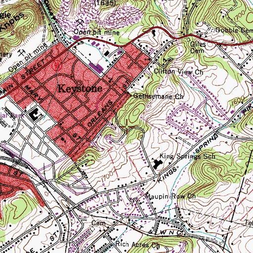 Topographic Map of East Ridge, TN