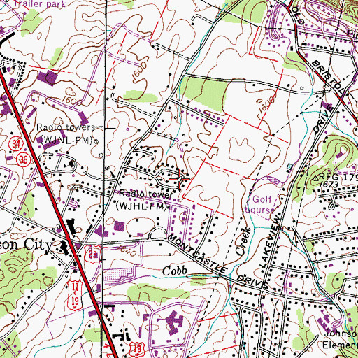 Topographic Map of Fairlawn, TN