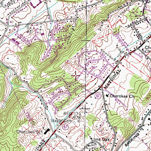 Topographic Map of Foxxborough, TN