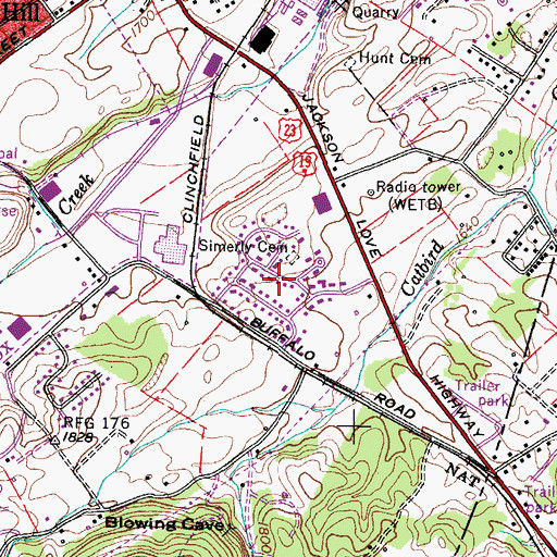Topographic Map of Garland Acres, TN