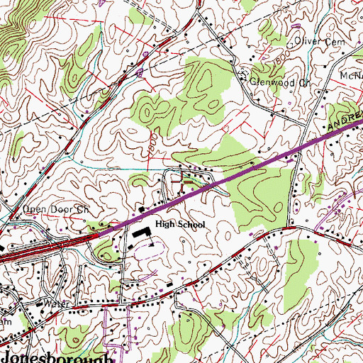Topographic Map of Green Hill, TN