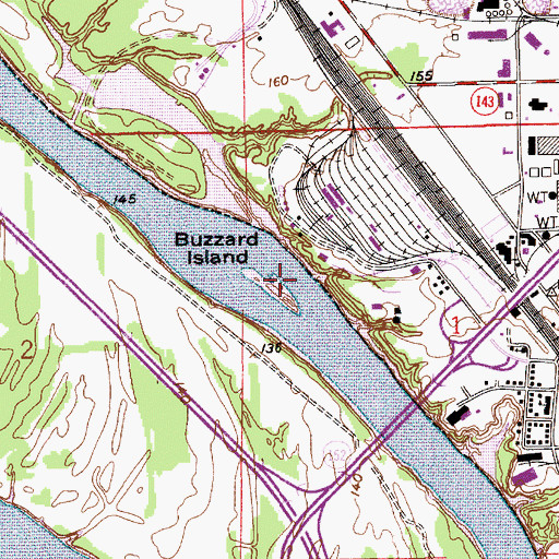 Topographic Map of Buzzard Island, AL