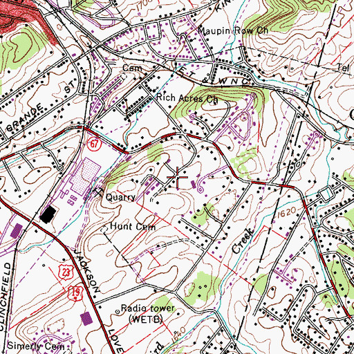 Topographic Map of Hiwassee Heights, TN