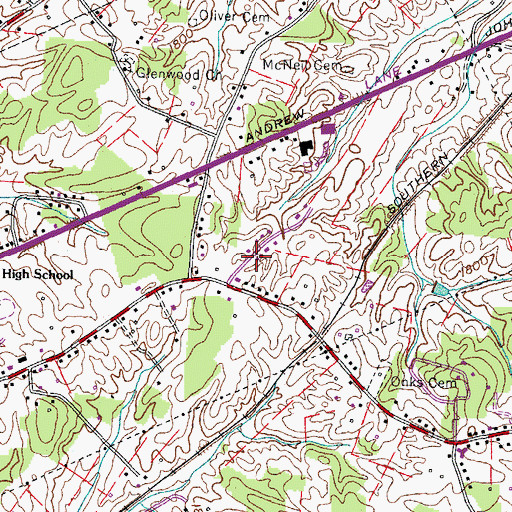 Topographic Map of Holmes, TN