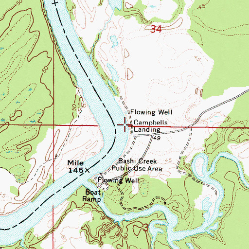 Topographic Map of Campbells Landing, AL