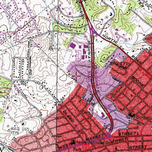 Topographic Map of Independence Junior High School, TN