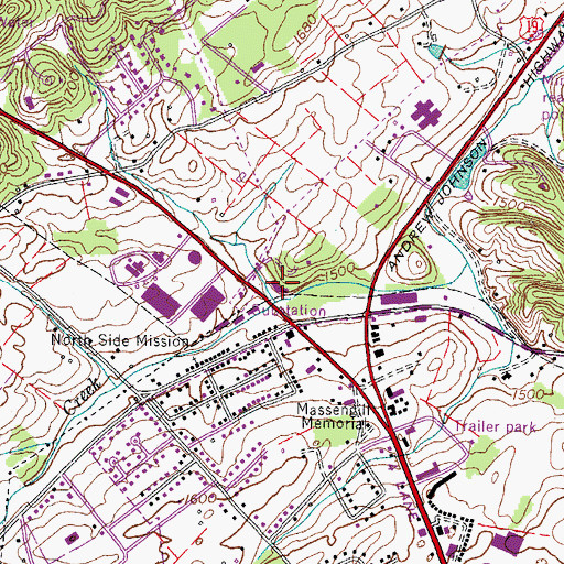 Topographic Map of Kens Plaza Shopping Center, TN