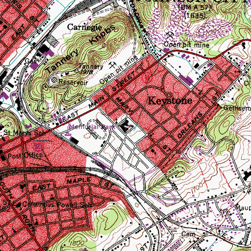 Topographic Map of Keystone Elementary School, TN