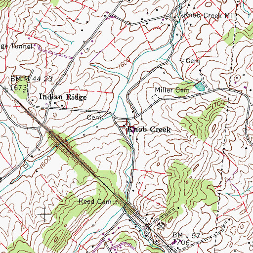 Topographic Map of Knob Creek Church, TN