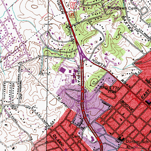 Topographic Map of Liberty Bell Complex, TN