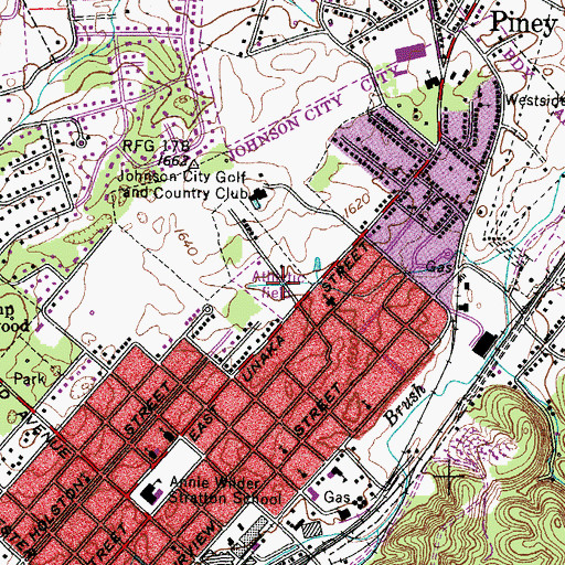 Topographic Map of Lions Park, TN