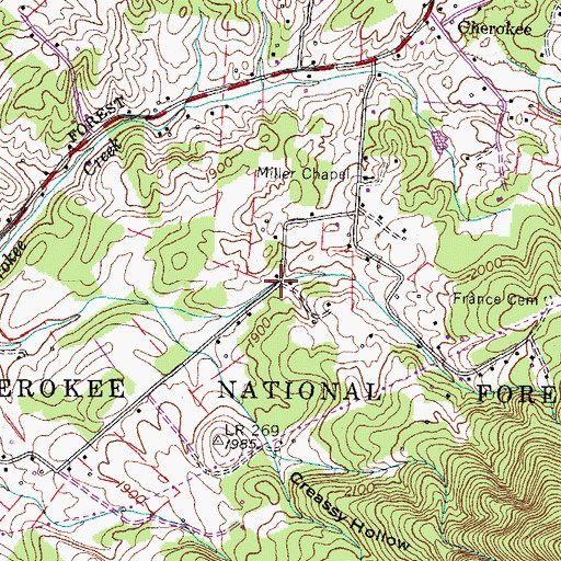 Topographic Map of Mahoney Hollow, TN