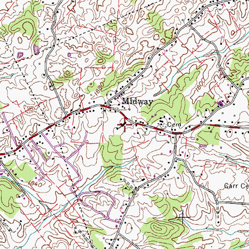 Topographic Map of Midway Elementary School, TN