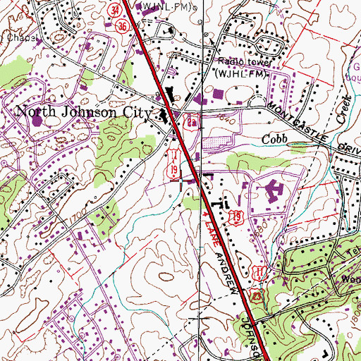 Topographic Map of Miracle Mall Shopping Center, TN