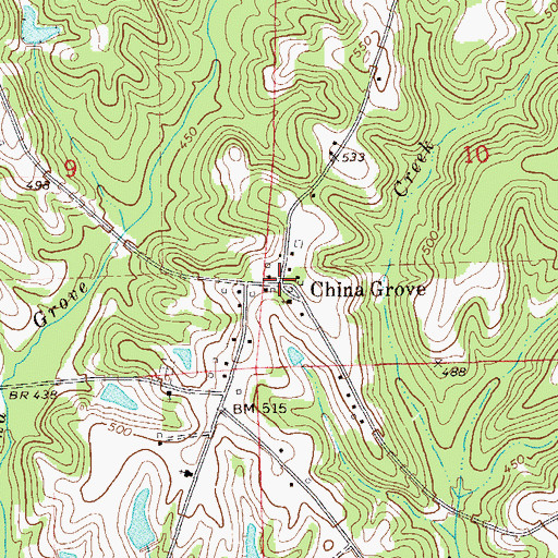Topographic Map of China Grove, AL