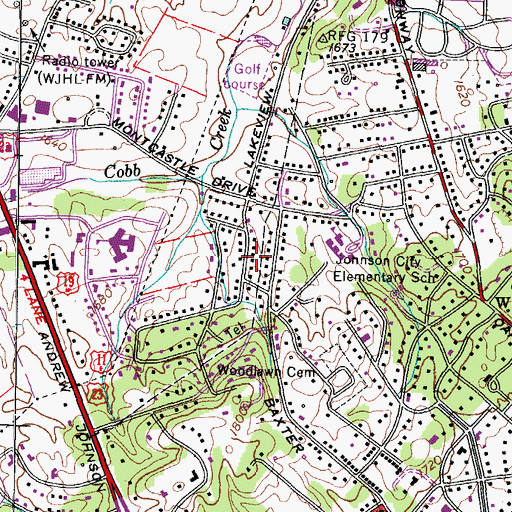 Topographic Map of Montcastle Hills, TN