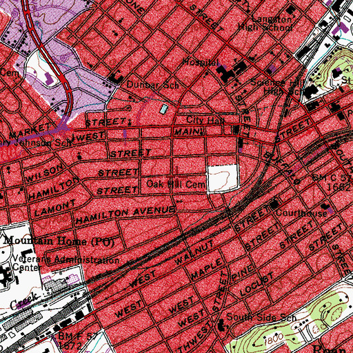Topographic Map of N C Love Addition, TN