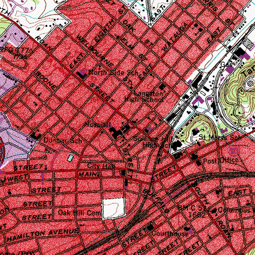 Topographic Map of North Junior High School, TN