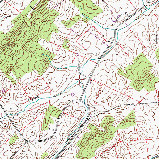 Topographic Map of North Knob Creek, TN