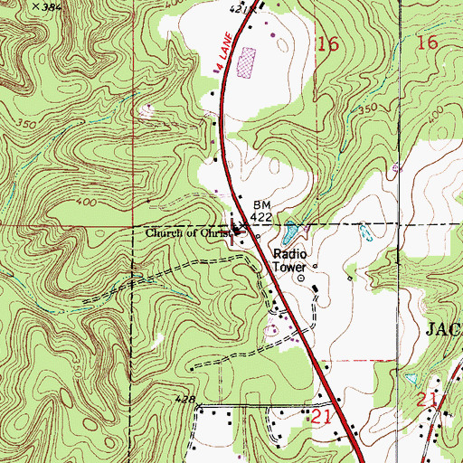 Topographic Map of Church of Christ, AL