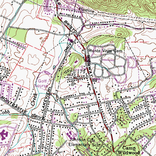Topographic Map of Oakland Village, TN
