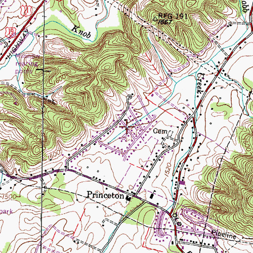 Topographic Map of Pine Ridge, TN