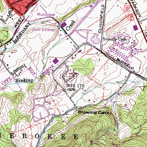 Topographic Map of Rolling Hills, TN