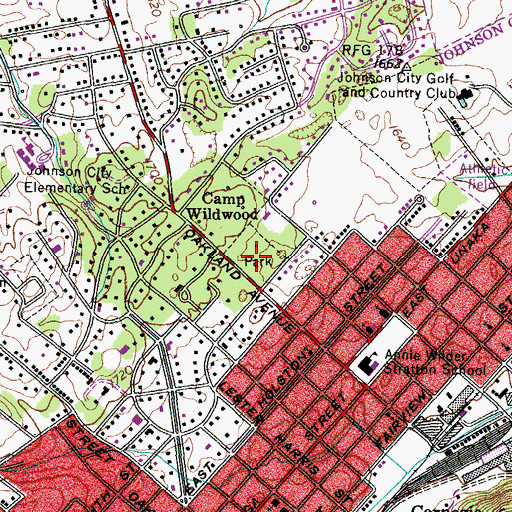Topographic Map of Rotary Park, TN