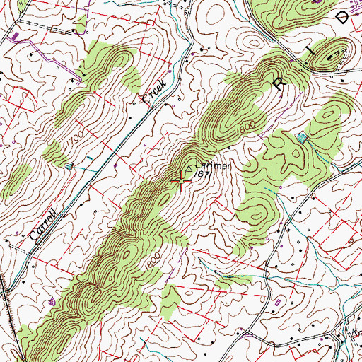 Topographic Map of Roundtree, TN
