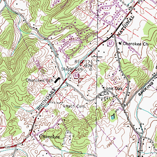 Topographic Map of South Gate, TN