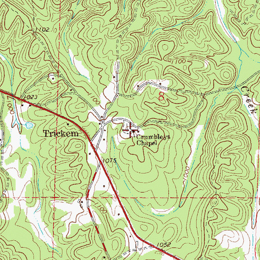 Topographic Map of Crumbleys Chapel Church of God, AL